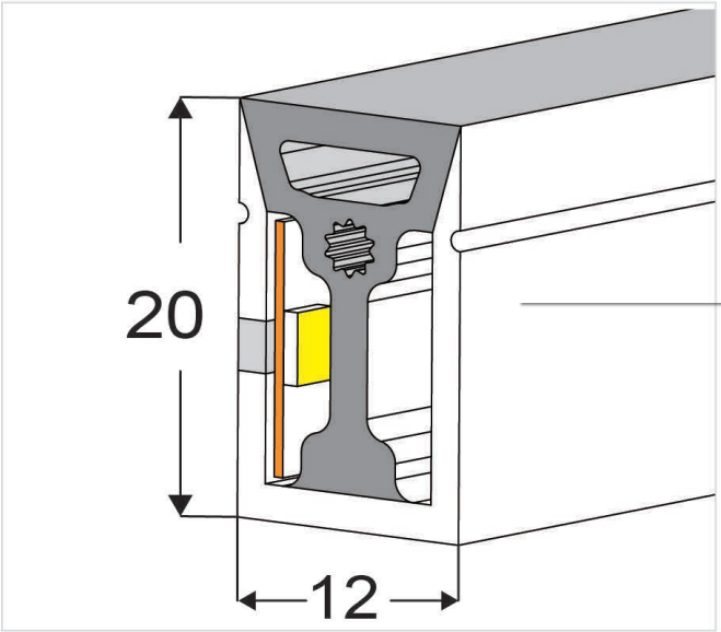 1220 Top View Silicone Neon Flex Sleeve for 10mm PCB