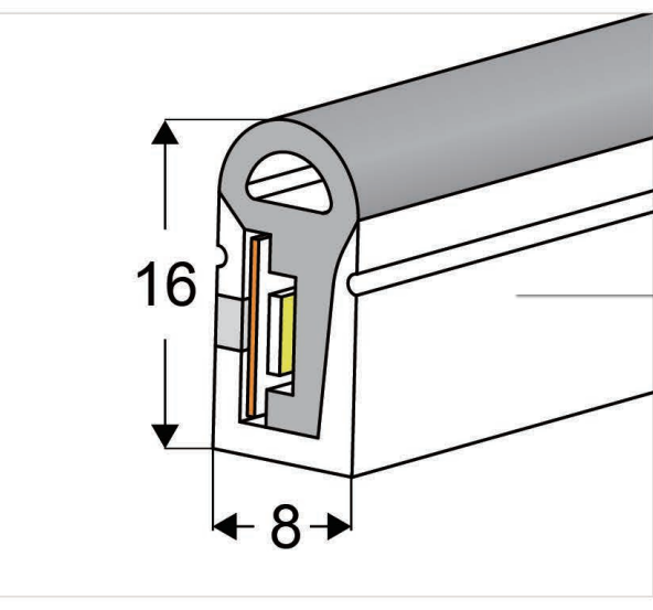 0816 Top View Silicone Neon Flex Sleeve for 8mm PCB