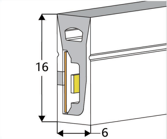 0616 Top View Silicone Neon Flex Sleeve for 8mm PCB