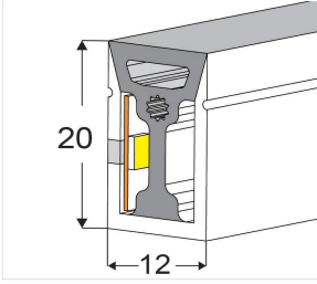 1220 Top View Silicone Neon Flex Sleeve for 10mm PCB