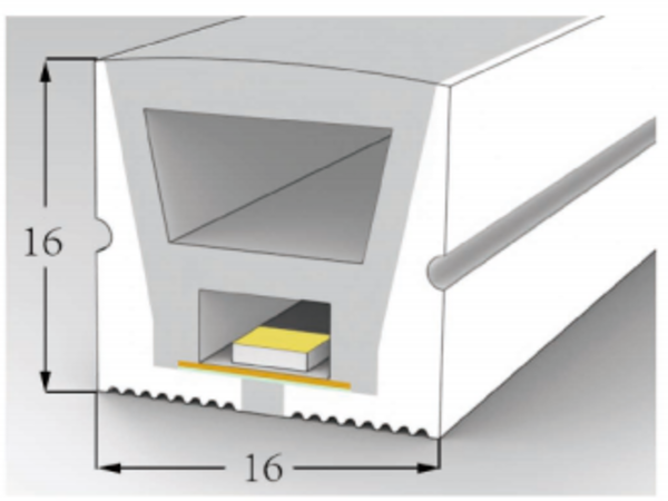 1616 Top View Silicone Neon Flex Sleeve for 10mm PCB