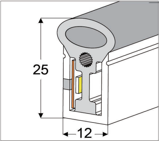 1225 Top View Silicone Neon Flex Sleeve for 10mm PCB