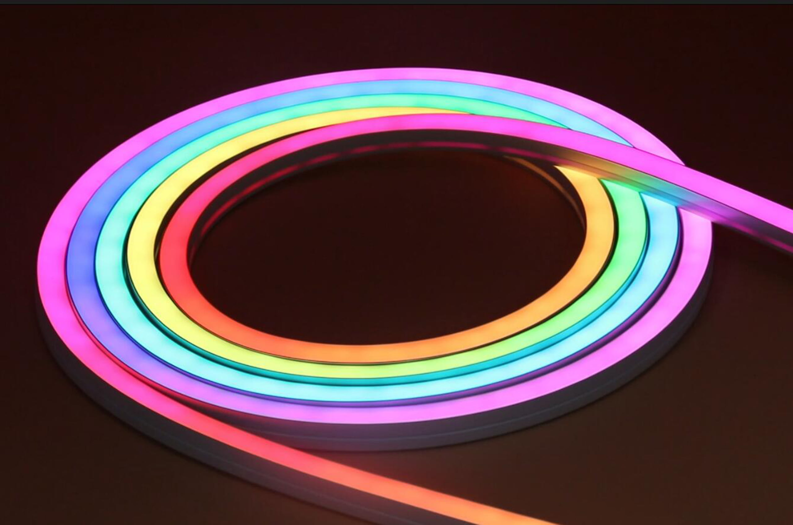 Close-up of yellowed PVC LED neon flex
