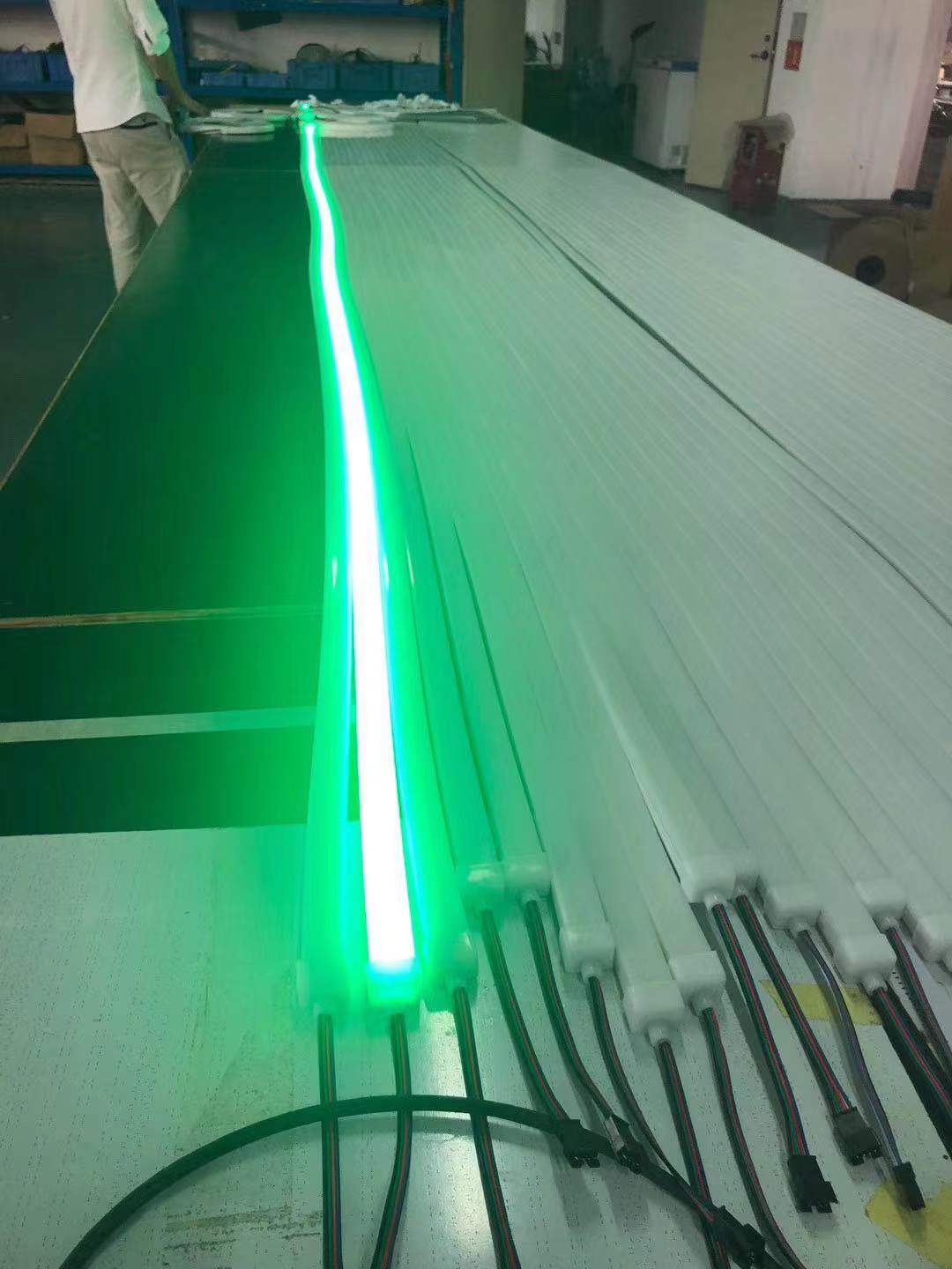 Close-up of cracked neon flex surface