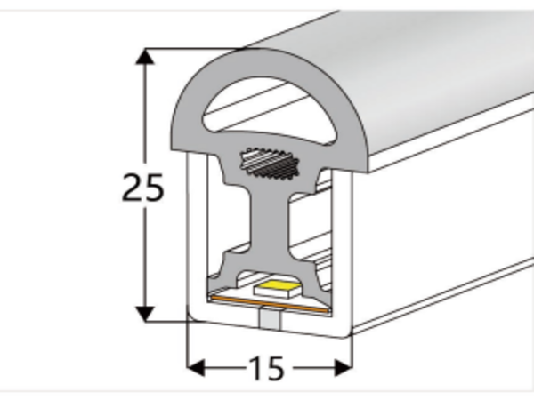 1525 Top View Silicone Neon Flex Sleeve for Front 8 / Side 10mm PCB