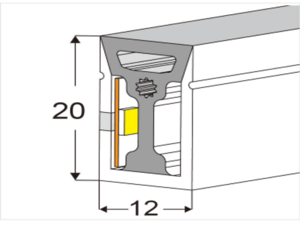 1220 Top View Silicone Neon Flex Sleeve for 10mm PCB