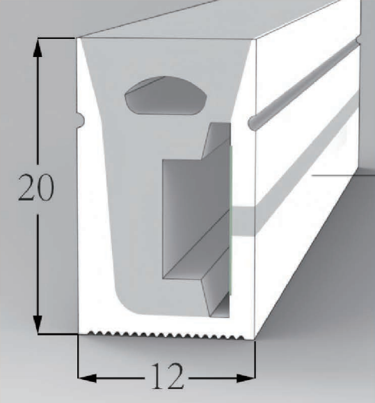 1220 Top View Silicone Neon Flex Sleeve for 12mm PCB