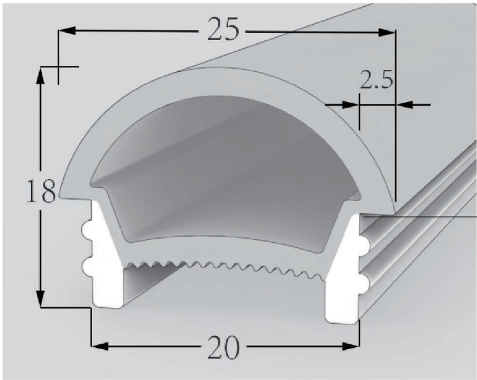 1820 Top View Silicone Neon Flex Sleeve for 12mm PCB