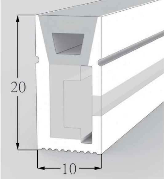 1020 Top View Silicone Neon Flex Sleeve for 10mm PCB