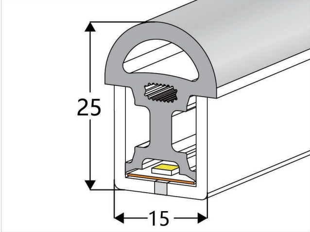 1525 Top View Silicone Neon Flex Sleeve for Front 8 / Side 10mm PCB