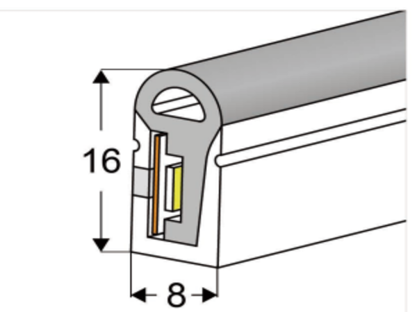 0816 Top View Silicone Neon Flex Sleeve for 8mm PCB