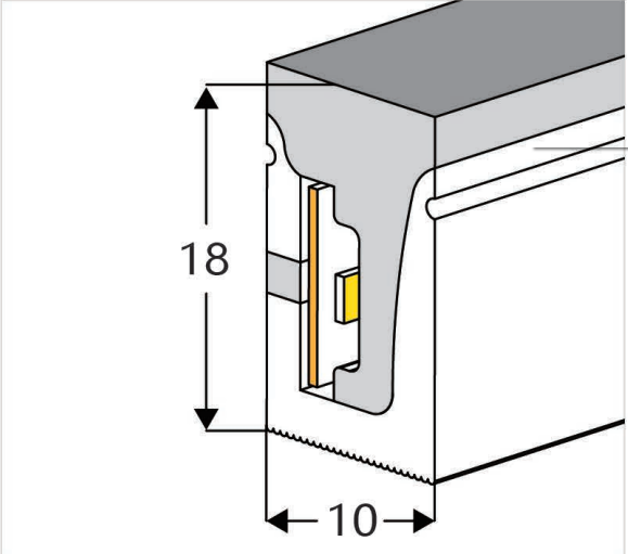1018 Top View Silicone Neon Flex Sleeve for 10mm PCB