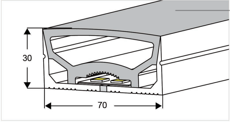 7030 Top View Silicone Neon Flex Sleeve for 30mm PCB
