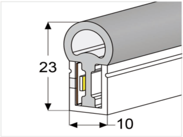 1023 Top View Silicone Neon Flex Sleeve for 10mm PCB