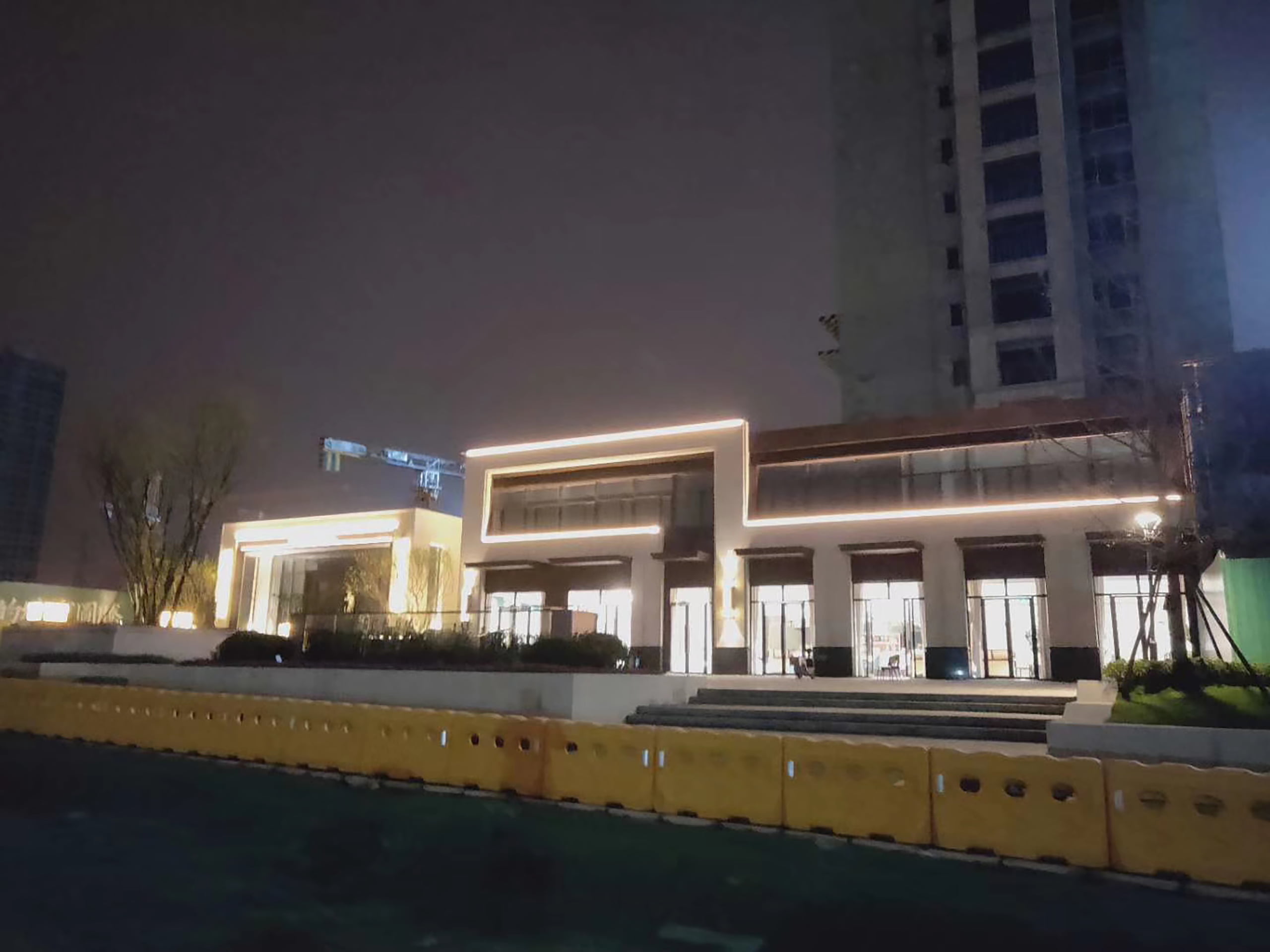 Outdoor LED Neon Flex on a modern building facade